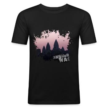 Angkor Wat - T-shirt près du corps Homme - noir - Devant - Nik (191cm)