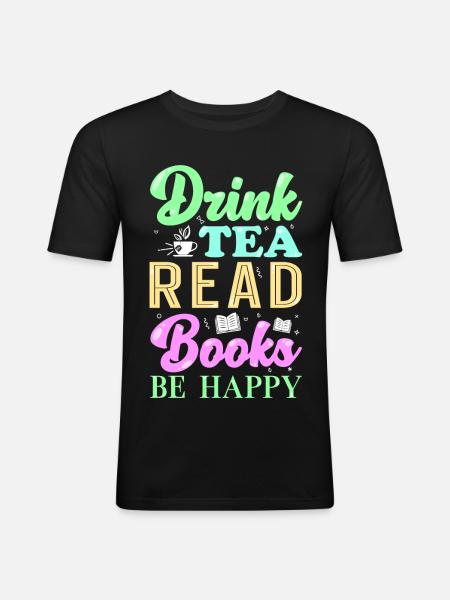 Reading Books Tea - Men's Slim Fit T-Shirt - black