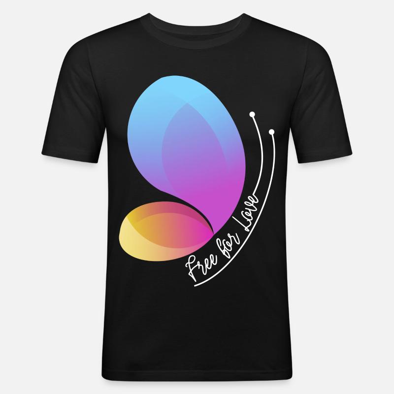 Frei durch Liebe Gradient Schmetterling - Männer Slim Fit T-Shirt - Schwarz