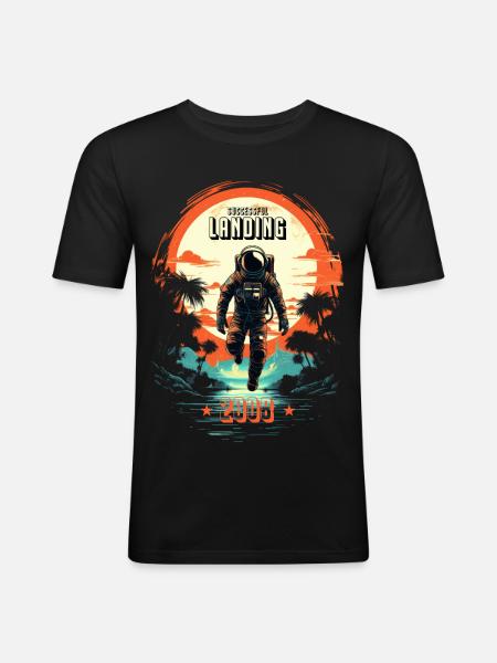 Astronaut T-Shirt 18th Birthday 2008 - Men's Slim Fit T-Shirt - black