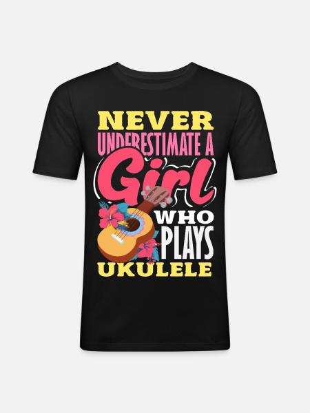 Funny Ukulele Designs and Sayings - Men's Slim Fit T-Shirt - black