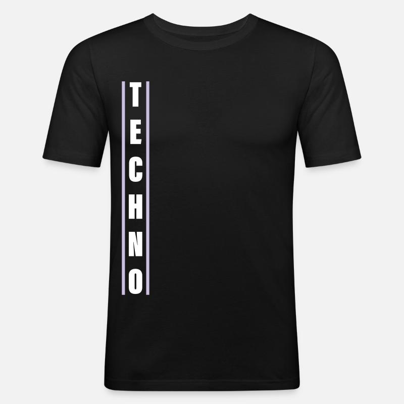 Techno - Männer Slim Fit T-Shirt - Schwarz