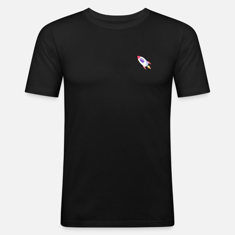 Raumrakete Pop-Comic - Männer Slim Fit T-Shirt - Schwarz
