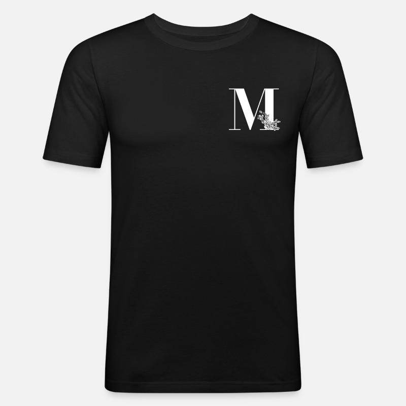 Buchstabe M - Männer Slim Fit T-Shirt - Schwarz
