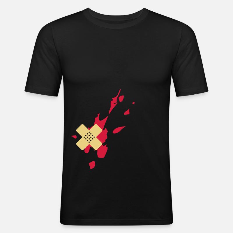 Pflaster Blutspritzer 2c - Männer Slim Fit T-Shirt - Schwarz