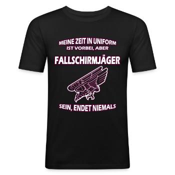 Bundeswehr Paratrooper Beret Badge - Men's Slim Fit T-Shirt - black - Front - Nik (191cm)