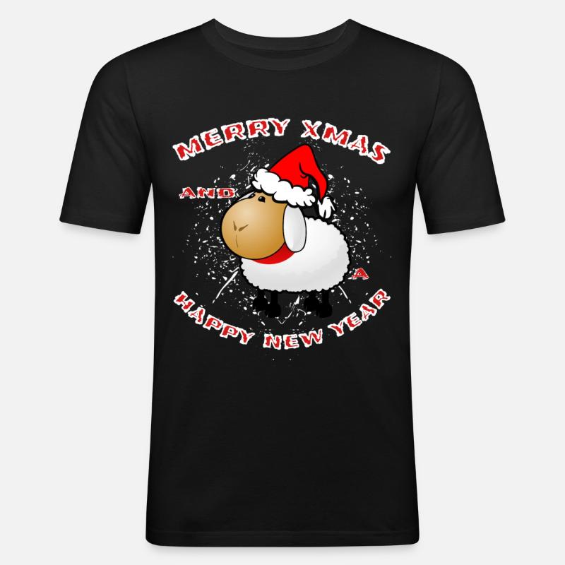 Weihnachten Schaf Schäfchen - Männer Slim Fit T-Shirt - Schwarz