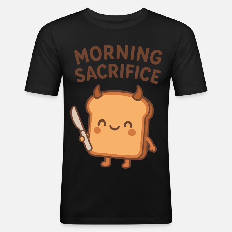 Morgendlicher Opfer-Toast - Männer Slim Fit T-Shirt - Schwarz