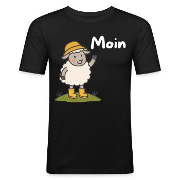 Moin Schaf Nordsee - Männer Slim Fit T-Shirt - Schwarz - Vorne - Nik (191cm)