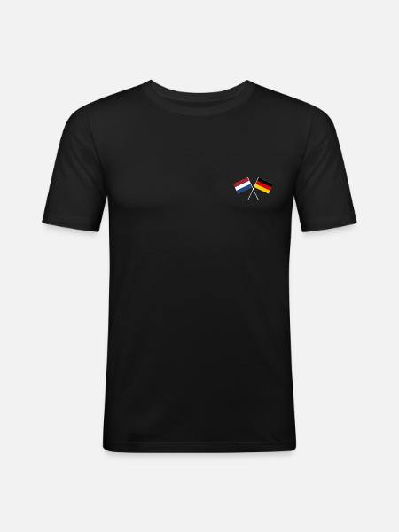 German-Dutch friendship flag banner - Men's Slim Fit T-Shirt - black