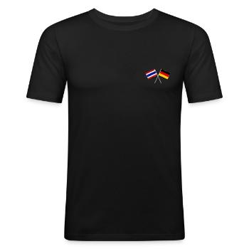 deutsch-thailändische Freundschaft Flagge Fahne - Männer Slim Fit T-Shirt - Schwarz - Vorne - Nik (191cm)