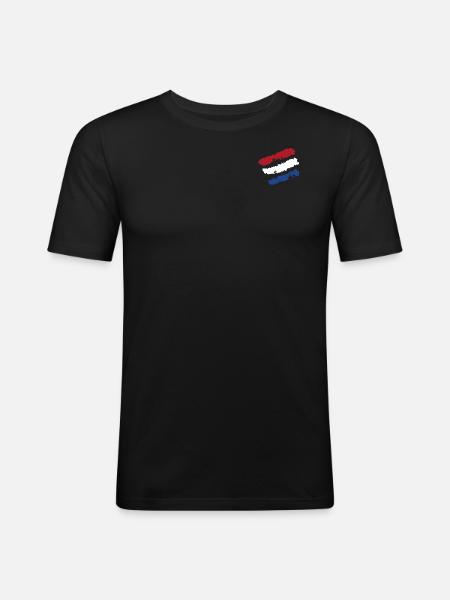 Netherlands Flag - Logo - Men's Slim Fit T-Shirt - black