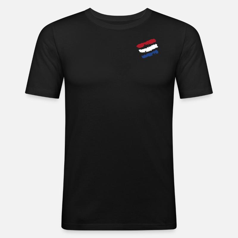 Drapeau des Pays-Bas - Logo - T-shirt près du corps Homme - noir