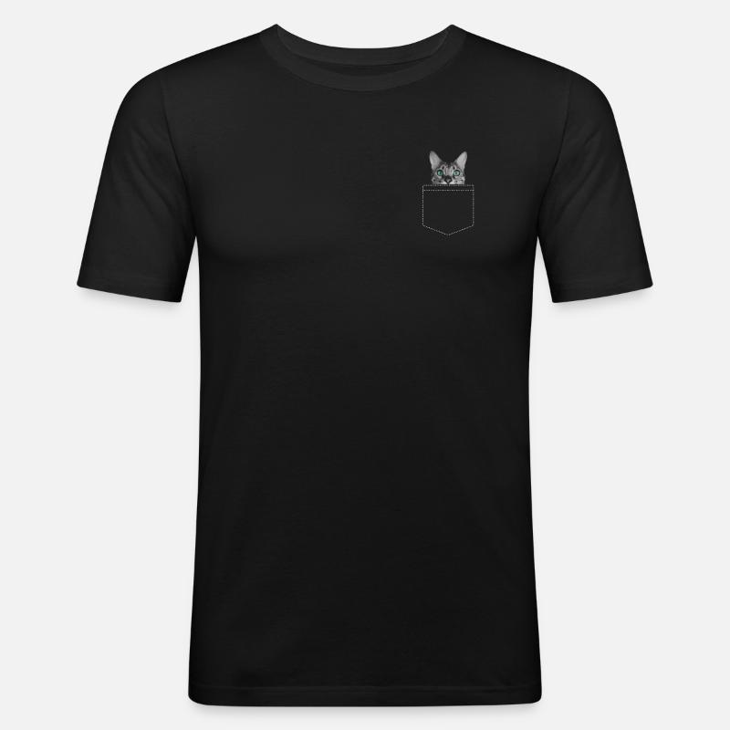 Katze Katzen - Männer Slim Fit T-Shirt - Schwarz
