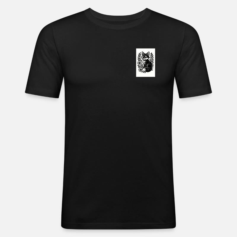 Fuchs im Blütenreigen - Männer Slim Fit T-Shirt - Schwarz