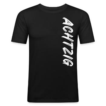 80 / Achtzig / 80. Geburtstag - Männer Slim Fit T-Shirt - Schwarz - Vorne - Nik (191cm)