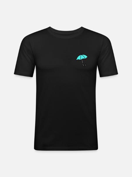 Regenschirm - Männer Slim Fit T-Shirt - Schwarz