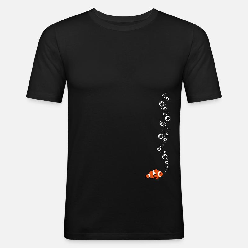 Clownfisch mit Blubbeln - Männer Slim Fit T-Shirt - Schwarz
