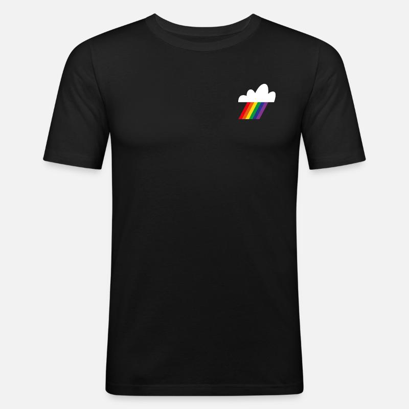 Regenbogenwolke - Männer Slim Fit T-Shirt - Schwarz