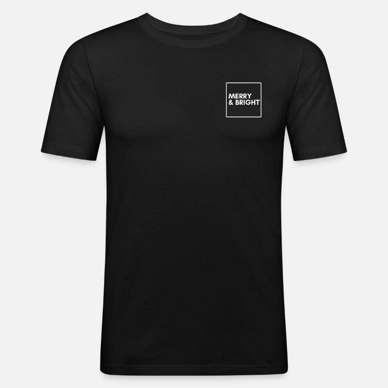 Merry & Bright: Moderner Weihnachtspullover - Männer Slim Fit T-Shirt - Schwarz