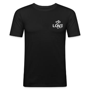 Love her - Männer Slim Fit T-Shirt - Schwarz - Vorne - Nik (191cm)