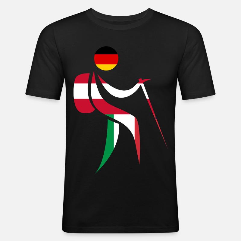 Alpenüberquerung E5 Wandern - Männer Slim Fit T-Shirt - Schwarz