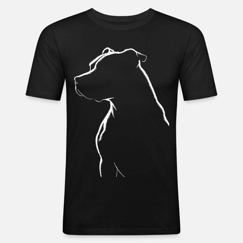 Pitbull Silhouett - Männer Slim Fit T-Shirt - Schwarz