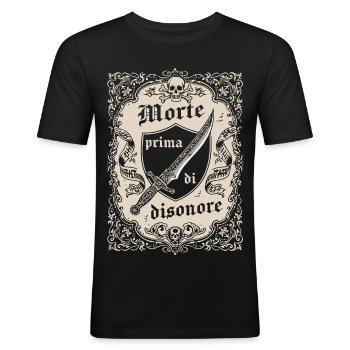Morte Prima Di Disonore - T-shirt près du corps Homme - noir - Devant - Nik (191cm)