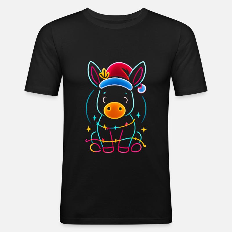 Donkey Elf Noël Drôle Cadeau - T-shirt près du corps Homme - noir