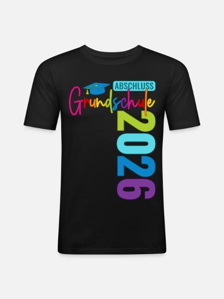 Grundschule Abschluss 2026 - Männer Slim Fit T-Shirt - Schwarz