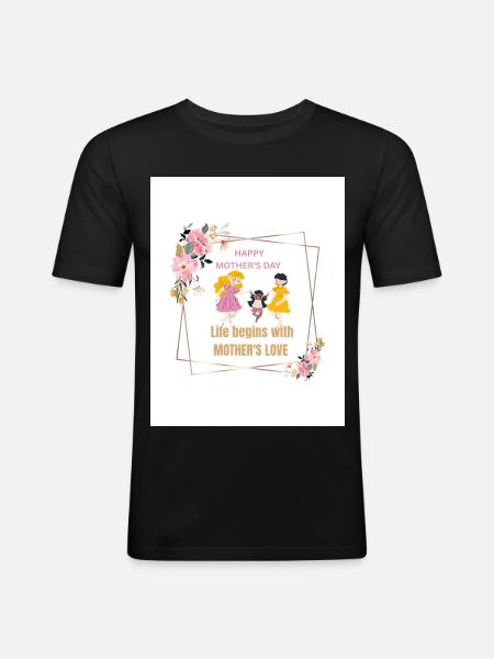 Mother's Love Floral Frame - Men's Slim Fit T-Shirt - black