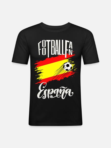 Fussball Fan Spanien - Männer Slim Fit T-Shirt - Schwarz