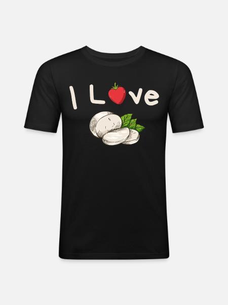 J’adore la tomate mozzarella - T-shirt près du corps Homme - noir