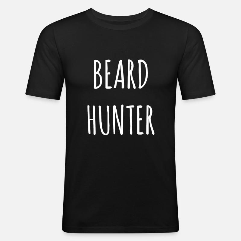 Beard Hunter - Männer Slim Fit T-Shirt - Schwarz