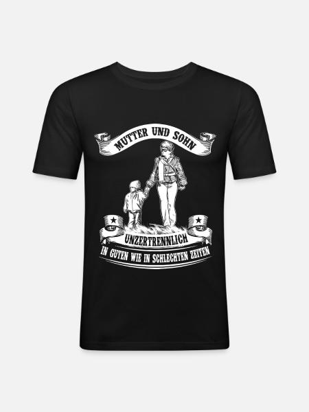 Mère et fils - inséparables - T-shirt près du corps Homme - noir