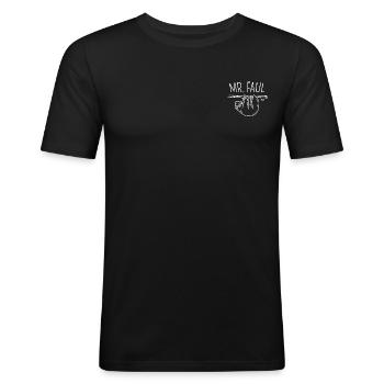 Mr. Faul - Männer Slim Fit T-Shirt - Schwarz - Vorne - Nik (191cm)