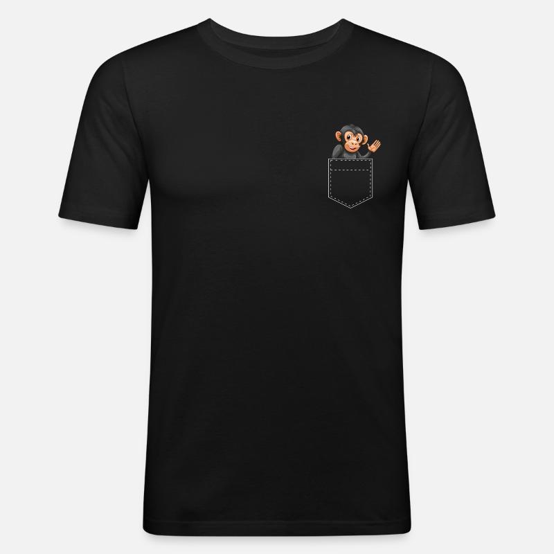 Pocket Monkey - Monkey Design - Men's Slim Fit T-Shirt - black