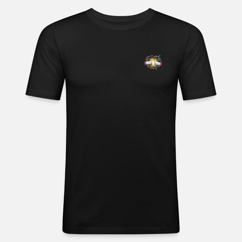 Firecracker Pyro - Männer Slim Fit T-Shirt - Schwarz