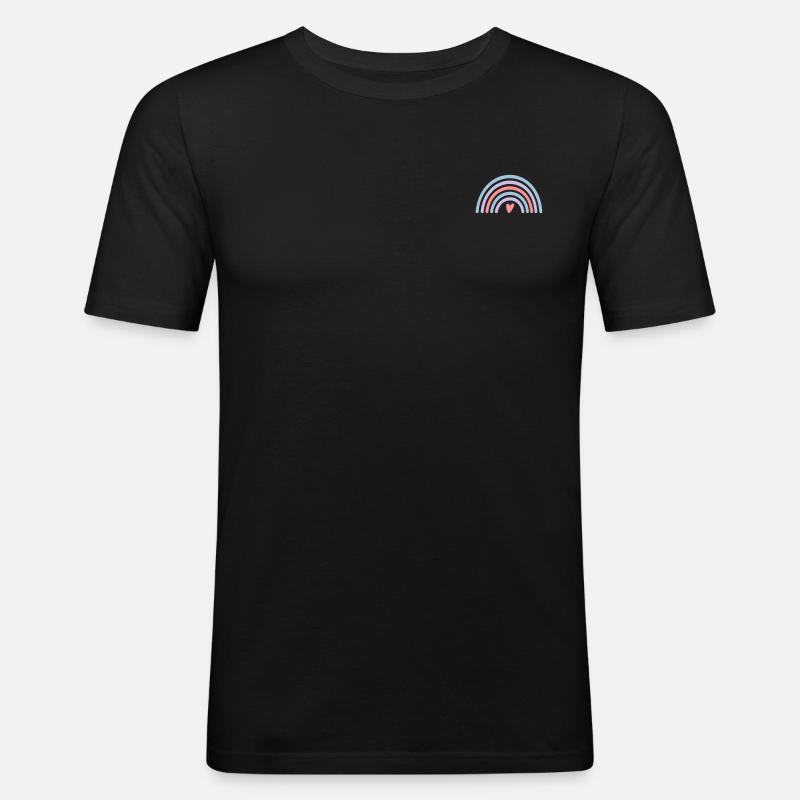 Regenbogen mit Herz - Männer Slim Fit T-Shirt - Schwarz