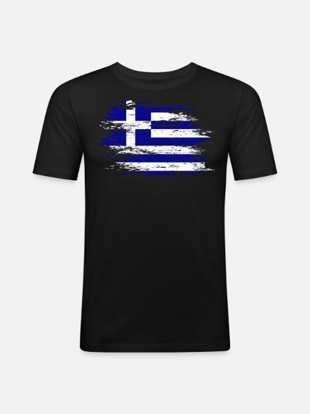 Drapeau de la Grèce utilisé - T-shirt près du corps Homme - noir