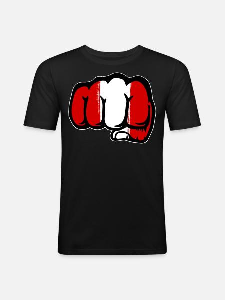 Peru Flag Fist Hand - Men's Slim Fit T-Shirt - black