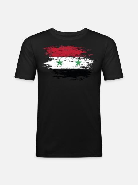 Drapeau de la Syrie utilisé - T-shirt près du corps Homme - noir