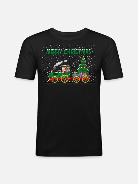 Merry Christmas Christmas Train - Men's Slim Fit T-Shirt - black