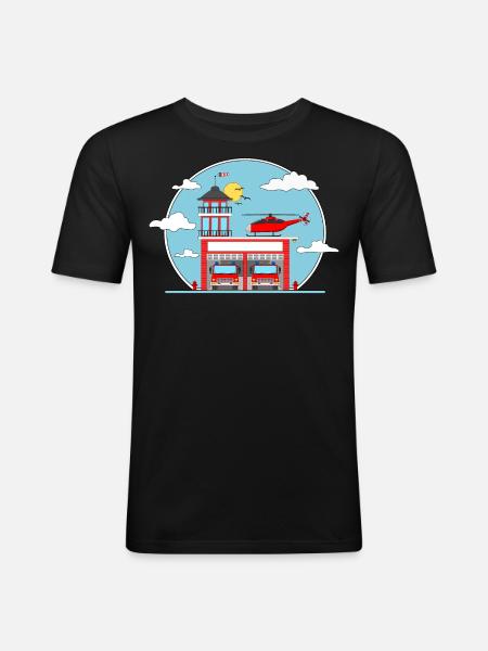 Fire station without lettering - Men's Slim Fit T-Shirt - black