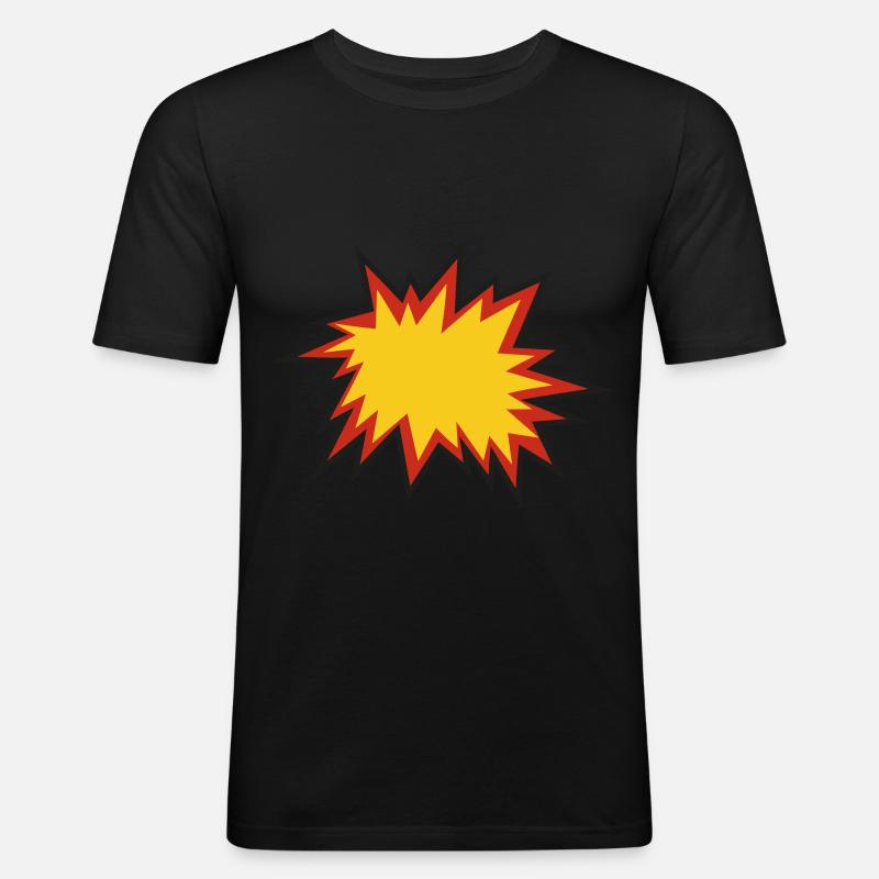 Comic Explosion - Männer Slim Fit T-Shirt - Schwarz