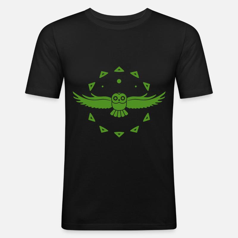 Eule - Vogel - Naturschutz - Tierfreund - Männer Slim Fit T-Shirt - Schwarz