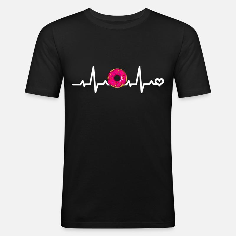 Pinker Donut Liebe - Männer Slim Fit T-Shirt - Schwarz