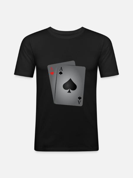 Two aces poker - Men's Slim Fit T-Shirt - black