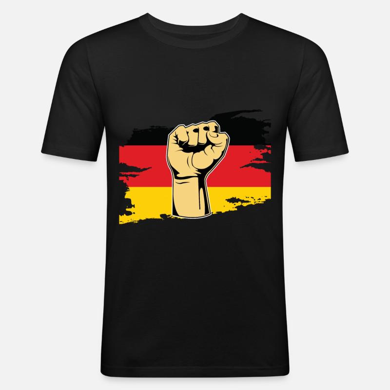 Faust Deutscher Deutschland - Männer Slim Fit T-Shirt - Schwarz