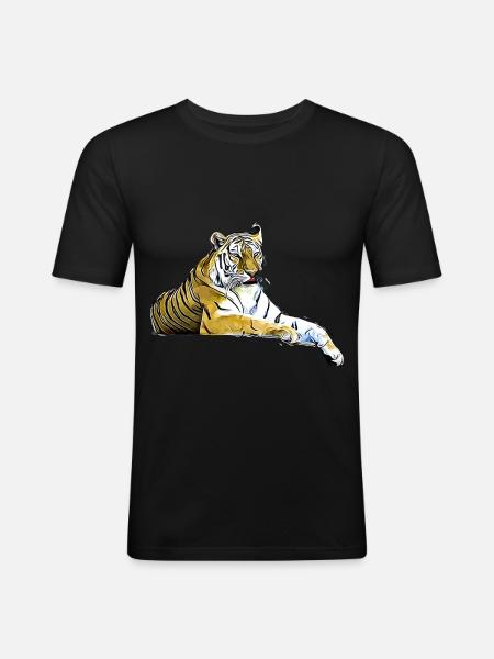Tiger Raubkatze geschenkidee,Geschenk - Männer Slim Fit T-Shirt - Schwarz